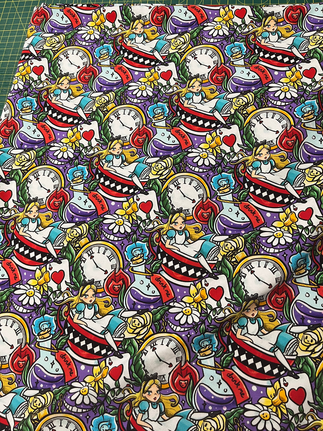 1m Wonderland Clocks Cotton Lycra